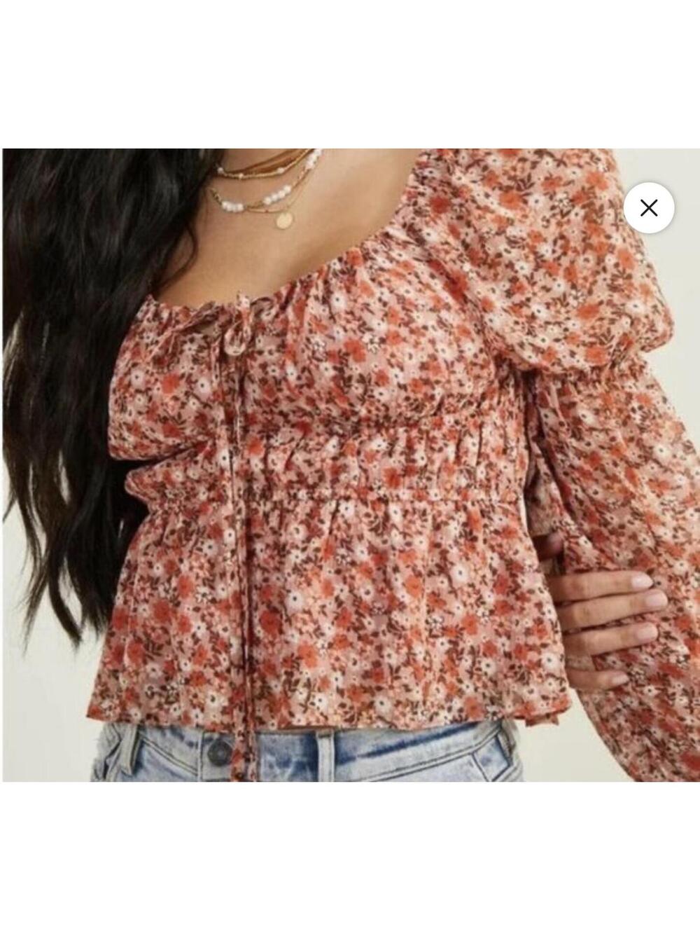 XS Altar’d State Cropped Blouse, floral, EUC - Picture 2 of 8